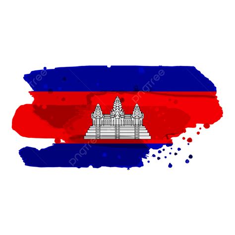 Grunge Texture Brush White Transparent Cambodia Flag With Grunge Brush