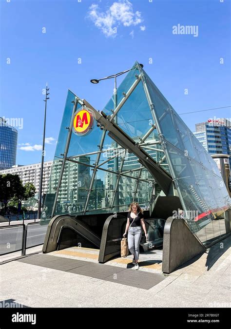 poland warsaw subway stop stock photo alamy