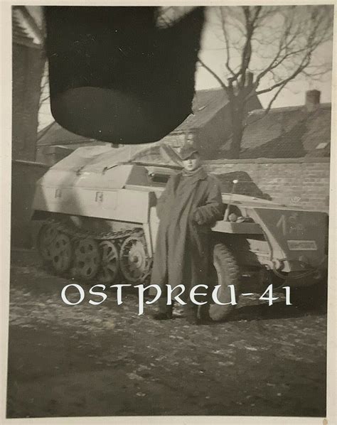 Orig Foto Wk Panzer Panzersp Hwagen Kettenfahrzeug Halbkette Sd Kfz