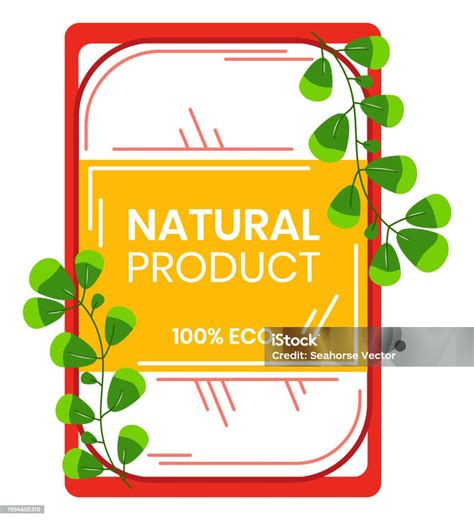 Ecofriendly Label Design With Green Leaves Organic Product Badge With