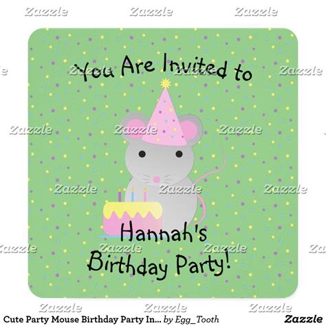 Cute Party Mouse Birthday Party Invitation Birthday Party Invitations, Birthday Party Themes ...