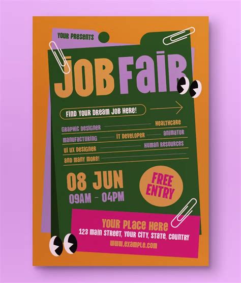 Orange Flat Design Job Fair Flyer Template Ai Psd Artofit