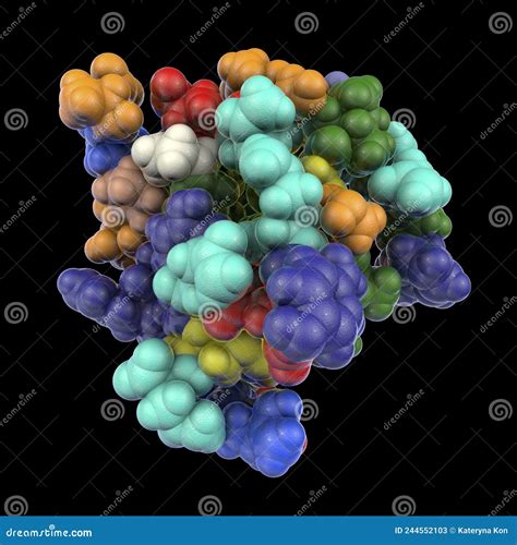 Insulin Molecule 3D Illustration Stock Illustration Illustration Of