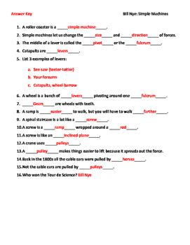 Video Worksheet Movie Guide For Bill Nye Simple Machines Tpt