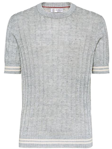 Brunello Cucinelli Ribbed Knit Short Sleeve Top Farfetch