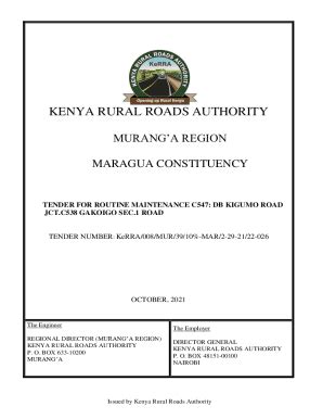 Fillable Online Kenya Rural Roads Authority Murang A Region Fax Email