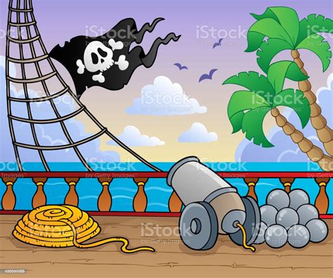 Pirate Ship Deck Theme 1向量圖形及更多海盜圖片 海盜 甲板 船舶 Istock