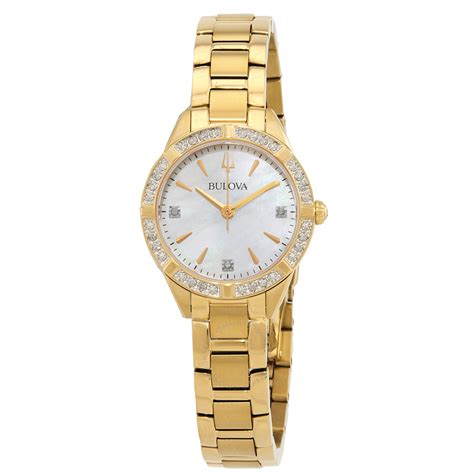 Bulova Sutton Quartz Diamond White Mother Of Pearl Dial Ladies Watch 98r297 042429594951