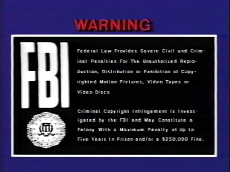 Cannon Video Warning Screen The Fbi Warning Screens Wiki Fandom