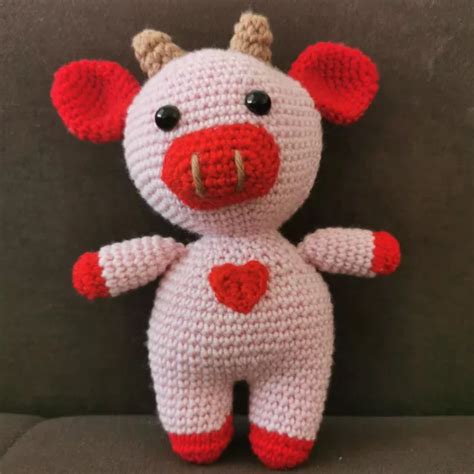 Kuh Mit Herz Amigurumi Selbst Geh Kelt Handmade Eur Picclick De