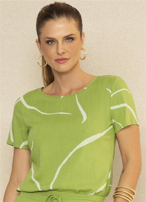 Blusa Feminina Estampa Rotativa Verde Cativa