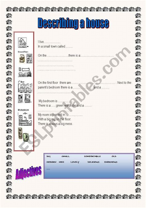 English Worksheets Describing A House