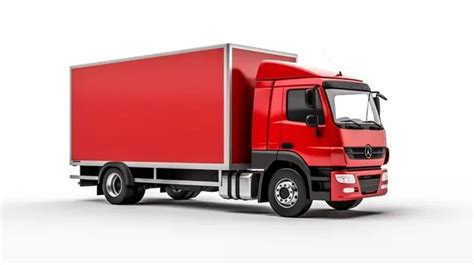 3d Rendering Delivery Truck Captured From Side Angle On White Studio