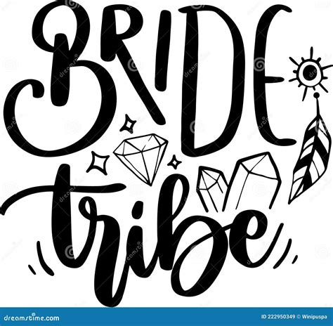 Bride Tribe Bachelorette Party Calligraphy Design Isolated On White