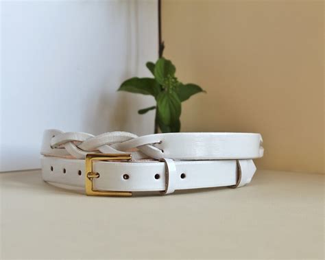 Thin Leather Belt White Leather Belt for Women Skinny White - Etsy