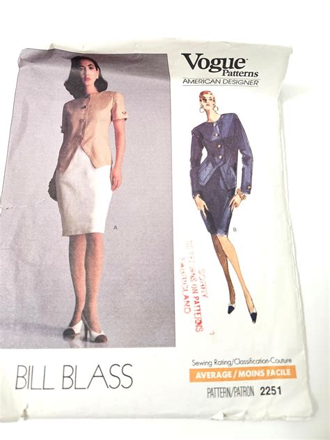 Vintage 1981 Vogue Bill Blass Sewing Pattern 2251 Size 12 16 Dress American Designer Etsy