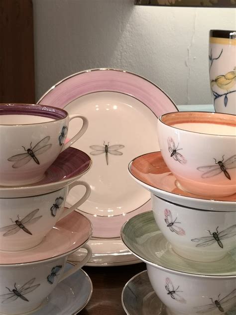 Modern Set Of Six Porcelain Cups Hand Painted Sofina Boutique