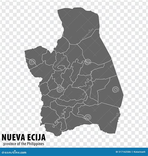 Blank Map Nueva Ecija of Philippines. High Quality Map Province of ...