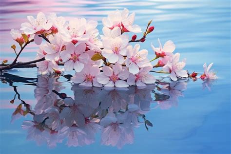 Premium AI Image A Picture Of A Cherry Blossom Tree Reflected In The