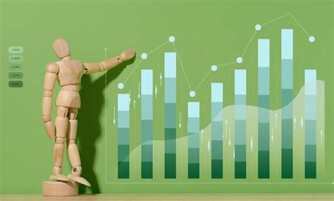 Maniqu De Madera Y Gr Fico Con Indicadores De Crecimiento Sobre Un