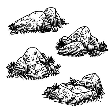 Free Vector | Hand drawn stone rock outline illustration