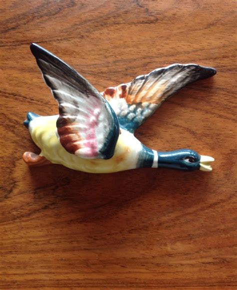 Ceramic Flying Duck Retro Wall Hanging Midcentury Home Decor