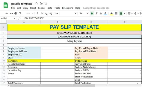 Uk Payslip Template Excel