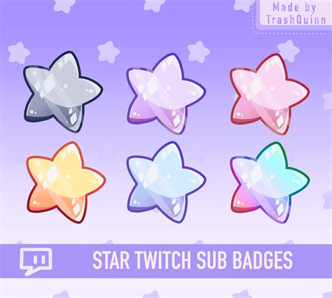 Cute Star Sub Bit Badges For Twitch Etsy