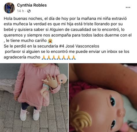 Madre duranguense pide ayuda para encontrar muñeca que perdió su hija