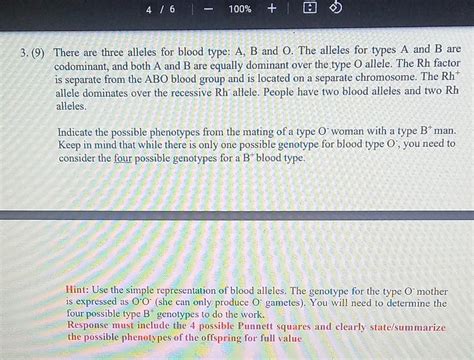 (9) There are three alleles for blood type: A, B and | Chegg.com