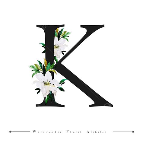 Alphabet K Vector PNG Images K Alphabet Letter Watercolor Floral