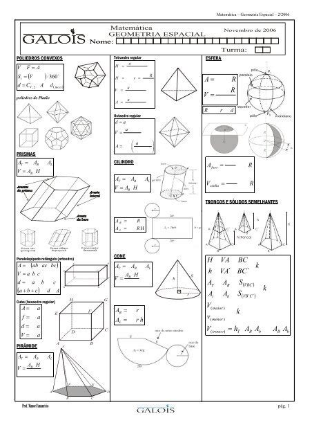 Resumo De Geometria Espacial Vestibular