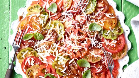 Tomaten Carpaccio Mit Mozzarellasp Nen Und Basilikum Rezept Selbst