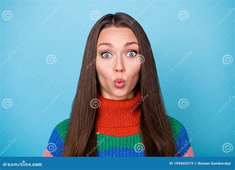 Portrait Of Astonished Girl Look Good Unbelievable Novelty Wear Rainbow