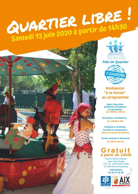 Affiche Quartier Libre 2020 CSC Jean Paul Coste