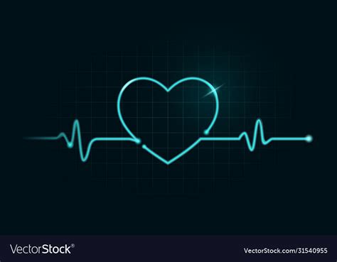 Pulse Rate Line In Heart Shape On Green Background