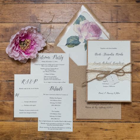 Rustic Chic and Rustic Vineyard Wedding Invitations - Too Chic & Little Shab Design Studio, Inc.