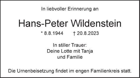 Traueranzeigen Von Hans Peter Wildenstein S Dwest Presse Trauer