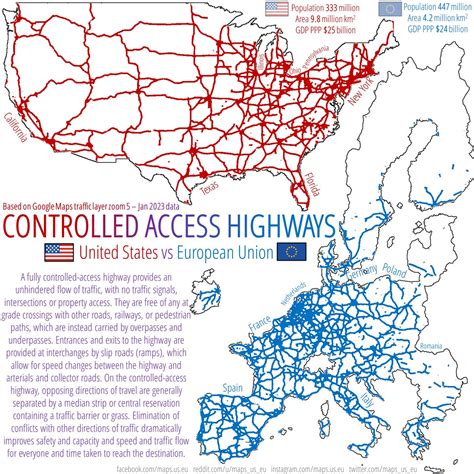 Maps Us Eu On Twitter Controlled Access Highways Across The Us And