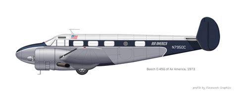 Beech C-45 flown by Air America, 1973 | profile by Clavework Graphics