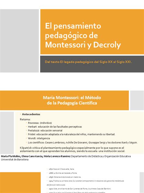 Montessori Y Decroly Pdf Aprendizaje Enseñando