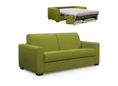 Canape Convertible 3 Places Louna En Tissu Vert Ouverture Express