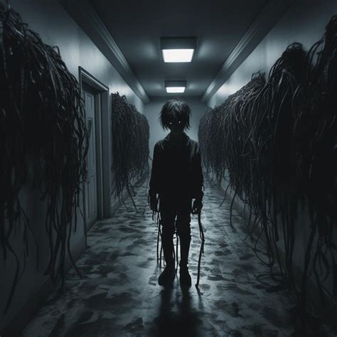 Premium Ai Image A Person With A Cane Walks Down A Hallway With A Man Walking Down The Hallway