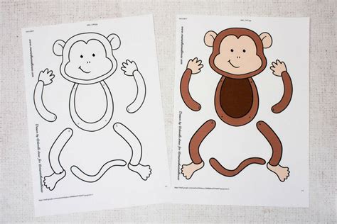 Easy Monkey Paper Puppet Templates Coloured | Mum In The Madhouse