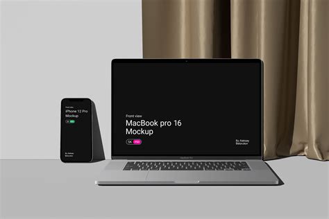 Macbook Pro 16 And IPhone 12 Pro Mockup Front View Mockup Store