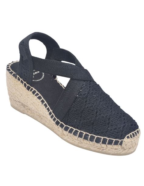 Espadrilles Compens Es Dentelle Noire Terra Ad Toni Pons Liliboty