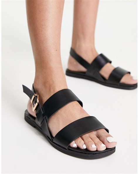 New Look Extra Wide Fit Flat Sandals In Black Lyst Uk