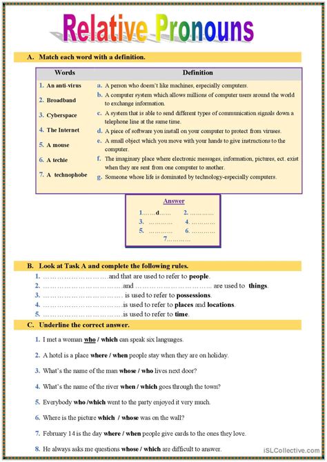 Relative Pronouns English Esl Worksheets Pdf And Doc