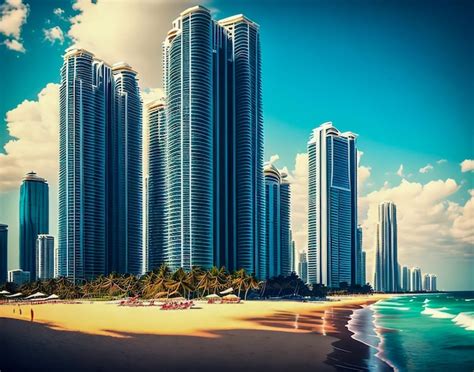 Premium Ai Image Skyscrapers Near The Beach Vacation