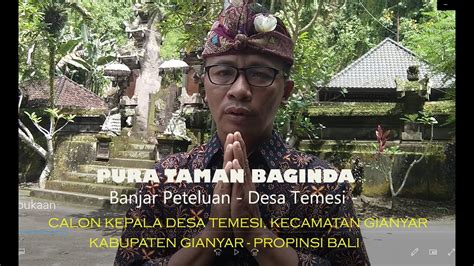 Wisata Spritual Di Pura Taman Baginda Banjar Peteluan Desa Temesi